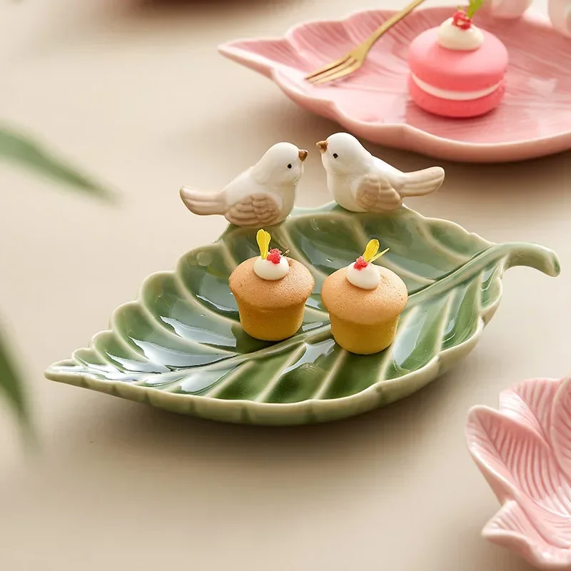 Dim Sum Basket - น่ารักนกถาดเซรามิคถาดเก็บเครื่องประดับ Creative ชั้นวางติ่มซําจานขนมหวานตกแต่งบ้านชาตารางเดสก์ท็อปตกแต่งชาม