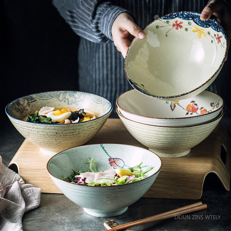 Dim Sum Basket - 8 นิ้วชามก๋วยเตี๋ยวเซรามิคญี่ปุ่นชามซุปเซรามิค Healthy Underglaze ทาสี Ramen
